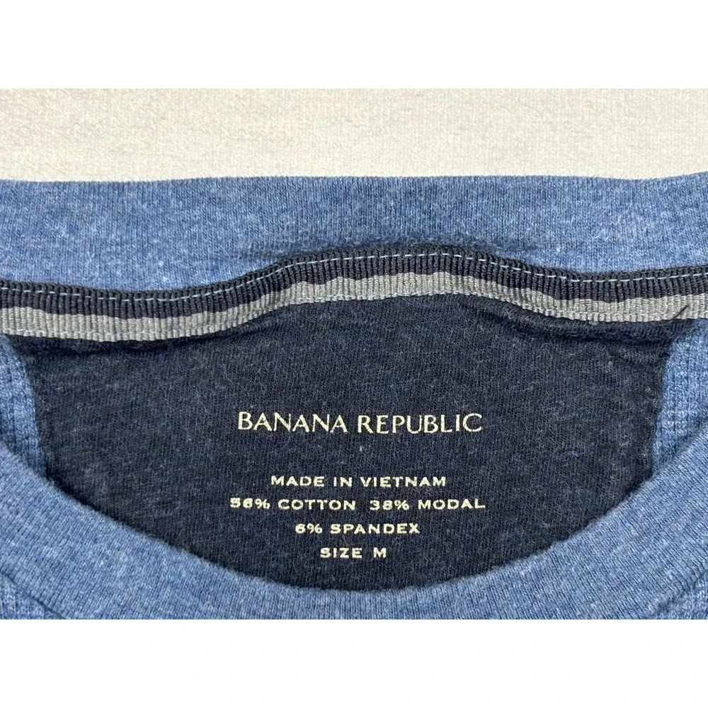 Banana Republic Mens Blue Waffle Knit Thermal Long Sleeve Shirt Size M Modal‎